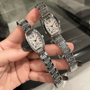 Advanced Luxury <b>Watch</b> Quartz Movement Barrel Shaped <b>Case</b> Diamond Studded Bezel Stainless Steel Strap Waterproof Longiness. - Product Image 2