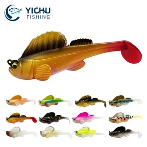 Jumping fish t-tail lures anti-hanging bottom Sinking soft bait jig lead fish soft worm Color soft jumping fish lure