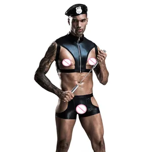 Uniforme Sexy de police ajouré en cuir, costume de performance pour bar gay, nouvelle collection