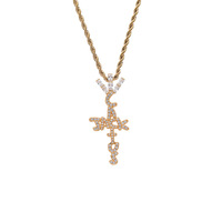 Collier pendentif personnalisé en or plaqué or avec breloques lettres Cactus Jack pour homme, style hip-hop