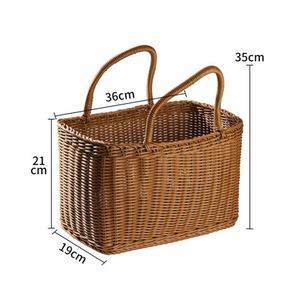 Panier à linge pliable mural en bambou, panier à dessert, paniers en osier faits sur mesure, jardinage, forme ronde bohème, en herbe de mer - Product Image 4