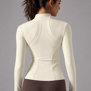 Chaqueta Deportiva Charlo para Mujer, con Cierre Frontal y Logotipo, Manga Larga, Color Sólido, Transpirable, Tejida, para Entrenamiento, OEM, ODM, Personalizable - Product Image 2