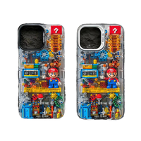 Coque de téléphone portable DIY Mario mécanique de dessin animé, mignonne, avec gravure au radium, antichoc, en TPU, support pour 17/16/15/14/13 Pro Max