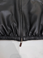 Nouvelle Arrivée Veste en Cuir Ultra Fine pour Femme à Capuche Zippée, Blocs de Couleurs, Taille Cintrée, en Peau de Mouton, Style Décontracté pour l'Extérieur