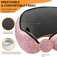 Ensemble de voyage Jeebay : Masque oculaire respirant et oreillettes, oreiller cervical portable haute résilience pour les longs trajets, couleur personnalisable