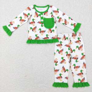 2025 nouveauté en gros tout-petits garçons automne mode vêtements canard colvert à manches longues pyjama ensemble - Product Image 2