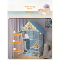 Cage à chat de luxe moderne en fer massif, style manoir, extra-large, à trois niveaux, pour usage domestique, avec bac à litière, pour salon