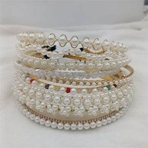 Diademas de aleación con cuentas de perlas hechas a mano, diademas de diamantes de imitación para <span class=keywords><strong>mujer</strong></span>, accesorio para el cabello - Product Image 5