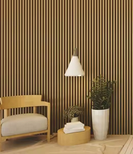 Friendly Natural Acoustic Slat Wall Panels Wood Substitute Acoustic Panel For Interior Wall And Ceiling - Product Image 5