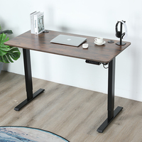 Bureau debout moderne 2025 réglable avec moteur unique, construction en fer et bois, système ergonomique de réglage en hauteur