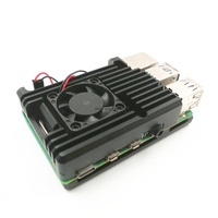 Casing Logam Aluminium Alloy untuk Raspberry Pi 4 dengan Kipas Tunggal atau Ganda, Aksesoris Elektronik Model A_RPI_11_heatsinkfan