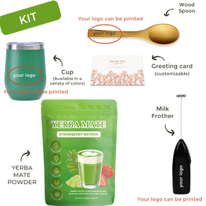Prebiótico Instant Mate Tea Gut Health Support Strawberry Matcha Flavor Organic Yerba Mate Tea Powder para el control del apetito - Product Image 5