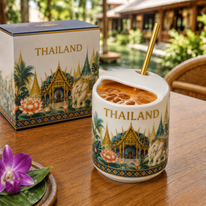 แก้วเซรามิคของที่ระลึกเอเชีย ประเทศไทย ลายสถานที่สำคัญทางวัฒนธรรมเอเชียตะวันออกเฉียงใต้ ลายวัดไทย สำหรับแก้วน้ำเซรามิค รับผลิตตามสั่ง OEM ODM ขายส่ง - Product Image 3