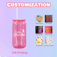 Prix de gros compétitif, couleurs assorties, gobelet en plastique de 500 ml (16 oz), bouteille d'eau colorée en acrylique, couvercle en plastique, autres articles de boisson en plastique