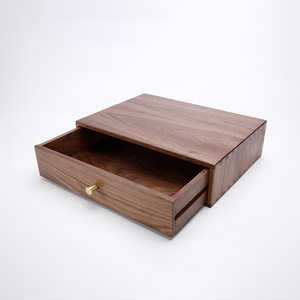 Black Walnut Solid Wood Desktop <b>Drawer</b> Box Organizer Rectangle 9cm High For Jewelry And Essential Oil Storage - Product Image 3