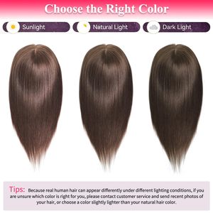 Topper de Cabello con Base de Seda y Clip para Cabello Fino, Negro Natural, Postizo para Mujer, Cabello Virgen 613 #   Topper de Cabello Humano - Product Image 2
