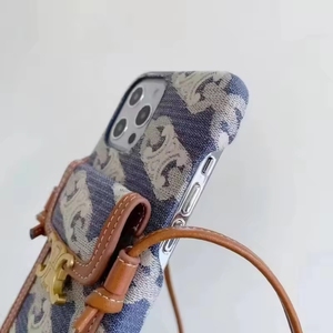 Étui de téléphone en cuir de luxe populaire pour 15 Pro, accessoire mobile avec porte-cartes et longue sangle - Product Image 5