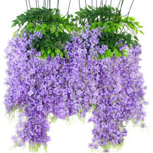 Flores Artificiales de Glicinia Kaidi de 100cm-200cm, Guirnaldas de Flores de Seda para Decoración de Bodas y Hogar - Product Image 2