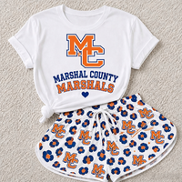 Tenue 2 pièces pour femme, t-shirt graphique à manches courtes et short imprimé avec cordon de serrage, ensemble décontracté pour la détente