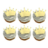 6-teiliges Set Spiegel-Gold Acryl-Krone Geburtstags-Cupcake-Topper Wiederverwendbare Kuchendekoration
