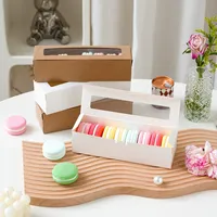 Boîte à macarons de pâtisserie de haute qualité, boîte à biscuits de qualité alimentaire avec couvercle rabattable, finition mate, boîte à biscuits carrée avec fenêtre