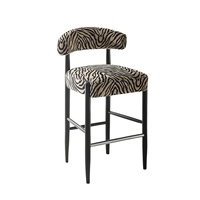Tabourets de bar de luxe à imprimé zèbre, chaises de bar en bois massif, tabourets de comptoir, chaises hautes pour îlot de cuisine