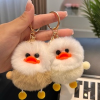 Mignon Pendentif Sac en Peluche Pompon Canard Doux et Moelleux, Porte-clés Boule de Fourrure Lapin Adorable, Poupée en Peluche, Ornements pour Sac à Dos, Porte-clés