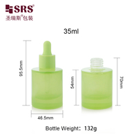 Flacon compte-gouttes cylindrique en verre de 35 ml, couleurs bonbon, vide, rechargeable, pour sérum, huile essentielle, cosmétique