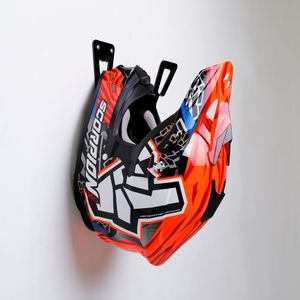 Suporte de capacete de metal fixado na parede, prateleira exibe chapéu do capacete - Product Image 3