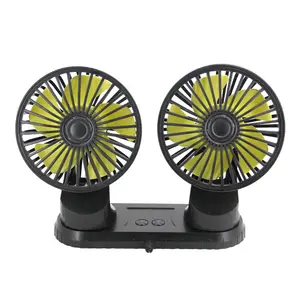 High Quality Car Adjustable Air Fast Cooling Fan Usb Dashboard Double Heads Fan Abs Car Mini Electronic Fan