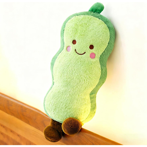 Cuscino Peluche a Forma di Guscio di Pisello Verde da 14 Pollici, Morbido, con Faccina <span class=keywords><strong>Sorridente</strong></span> e Gambe di Animale Marrone, Simpatico Regalo per Bambini e Adulti, Ideale per Abbracciare e Dormire - Product Image 4