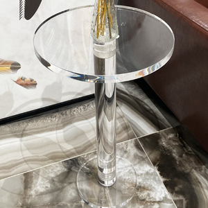 Italian light luxury <b>coffee</b> <b>table</b>, home living room, simple transparent dining <b>table</b>, balcony, <b>small</b> circular <b>table</b> - Product Image 2