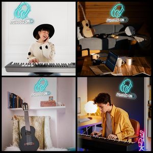 Lettres lumineuses LED néon Music On, à intensité variable, alimentées par USB, lumière d'ambiance, décoration de vitrine, lumière indicatrice de rue, personnalisable 5V - Product Image 2