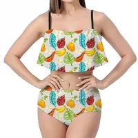 Weiblicher Badeanzug Sexy Süße Bade bekleidung Beach Sport Bikini Set Tropische Früchte Bananen druck Teenage Neck holder Top Girls Badeanzüge