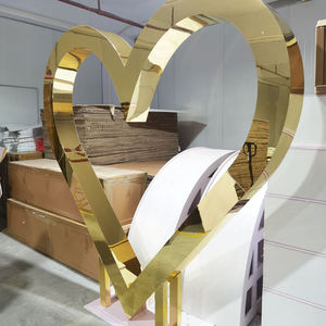 New Type <b>Backdrop</b> Heart Shape Wedding Gold Acrylic Flower Arch <b>Stand</b> Background for Wedding Stage Decoration - Product Image 5