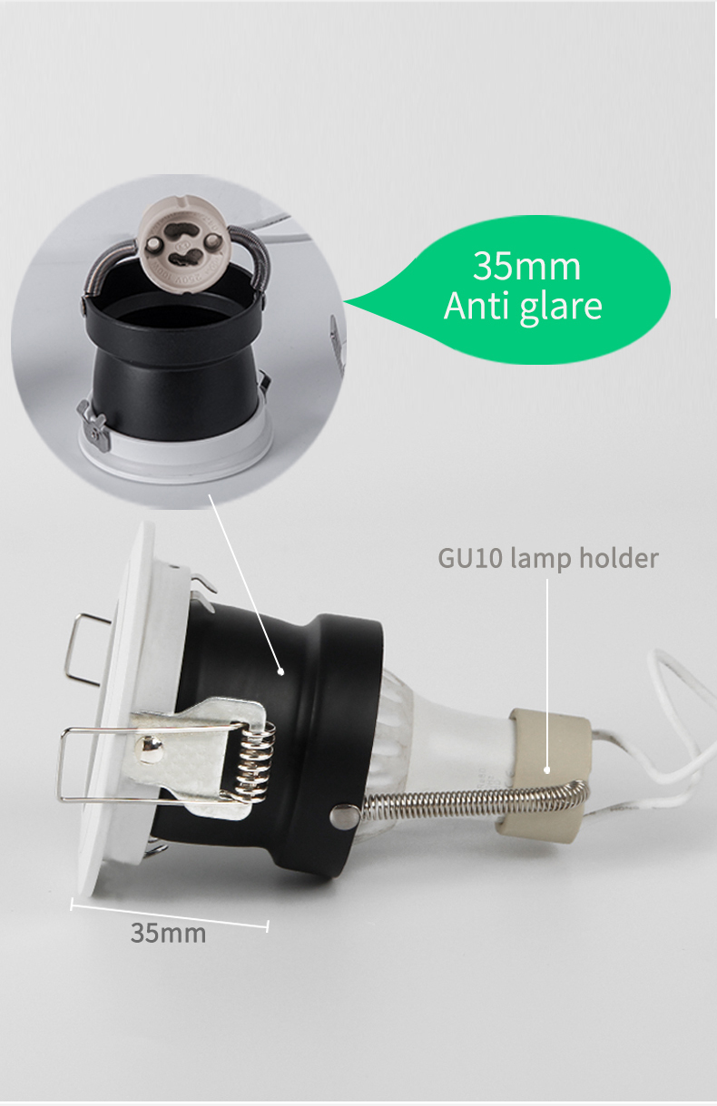 Round Anti Glare Downlights Mr16 Housing Pure Aluminium 50000 Life Span