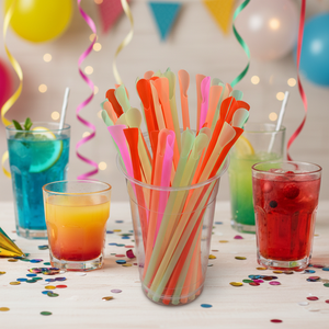 Paille cuillère en plastique PLA PP colorée Offre Spéciale Eco biodégradable de diamètre 6mm pour boire du thé au lait - Product Image 1