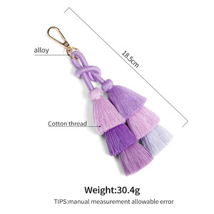 2025 Hight Chất Lượng Đa Lớp Phong Cách Bohemian Đầy Màu Sắc Tay Dệt Móc Chìa Khóa Với Tua Túi Quyến Rũ Mặt Dây Chuyền Dệt Keychain - Product Image 4