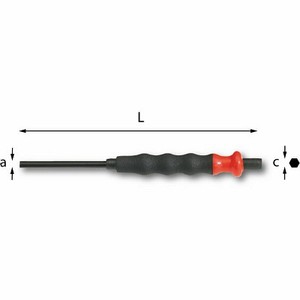 Usag 367 A Punzón de 4x195 mm con Punta Recta Métrica, Herramienta de Metalurgia de Grado Industrial, Mango Antideslizante, Vástago Redondo - Product Image 1