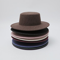 Chapeau en feutre style français, calotte plate, bord plat, minimaliste, classique, style britannique, unisexe, automne-hiver, chapeau de cérémonie