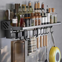 Organiseur de cuisine à succès, étagère en acier inoxydable, support de rangement pour couteaux, support mural pour épices, porte-ustensiles et porte-baguettes