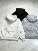 Sweat-shirt à capuche zippé épais avec logo brodé, coupe décontractée et oversize
