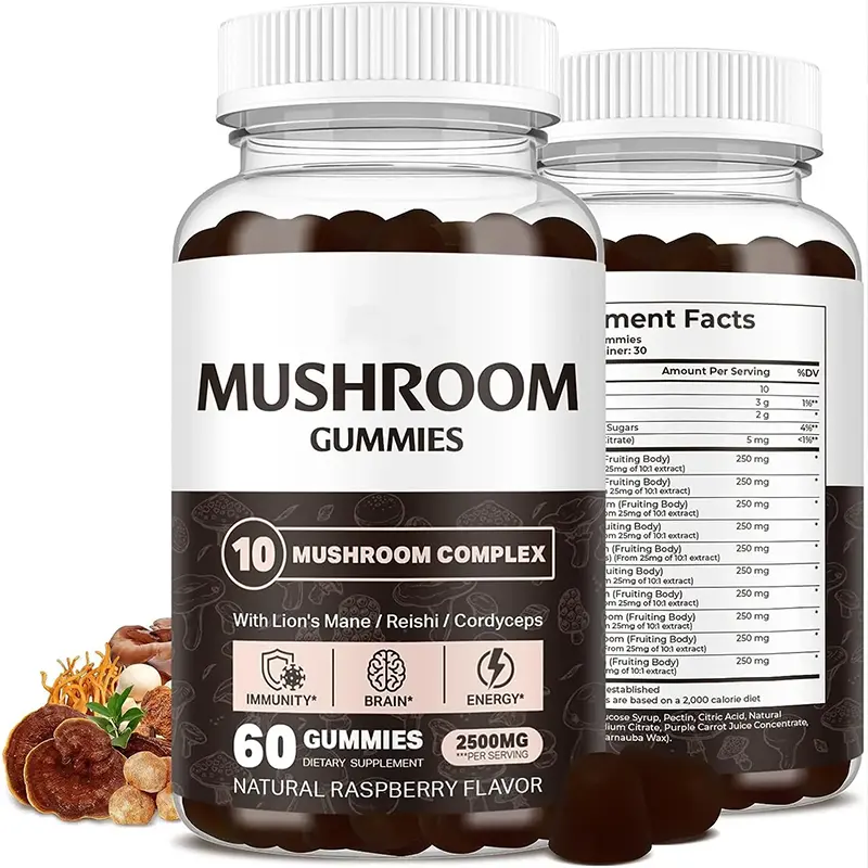 OEM Private Label funghi Gummies Nootropic cervello integratore Cordyceps funghi Gummies integratori