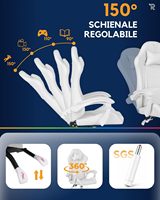 Chaise de jeu ergonomique réglable blanche avec dossier, design moderne et montage facile