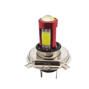 F2WORLD Led de haute qualité en aluminium rouge H4 COB LED moto cyclomoteur ATV phare ampoule antibrouillard DRL BA20D