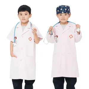 Прочный и стильный розовый детский лабораторный халат для школьных проектов Больничная форма или костюмы для Хэллоуина