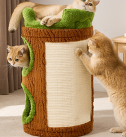 Tour pour chat en forme de tronc d'arbre avec deux couchages cachés, griffoir en sisal naturel, peluche douce, écologique et durable, mobilier d'intérieur pour animaux de compagnie, en carton