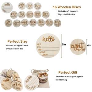 <span class=keywords><strong>Couverture</strong></span> pour bébé anniversaire anniversaire de naissance carte souvenir gravure laser disques de bois accessoires de photographie pour nouveau-né - Product Image 4