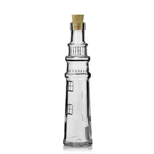 Custom Shape Xuzhou Empty Spirit 200 Gin Glass Bottle for Liquor with screw cap LIGHTHOUSE unique shape