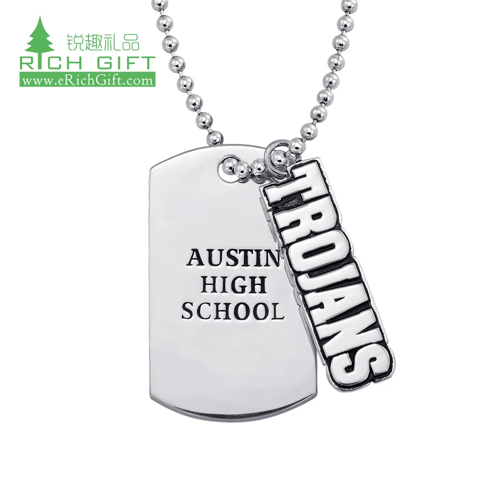 Dog Tag engraving logo blank metal stainless steel colored souvenir soft enamel football metal tag